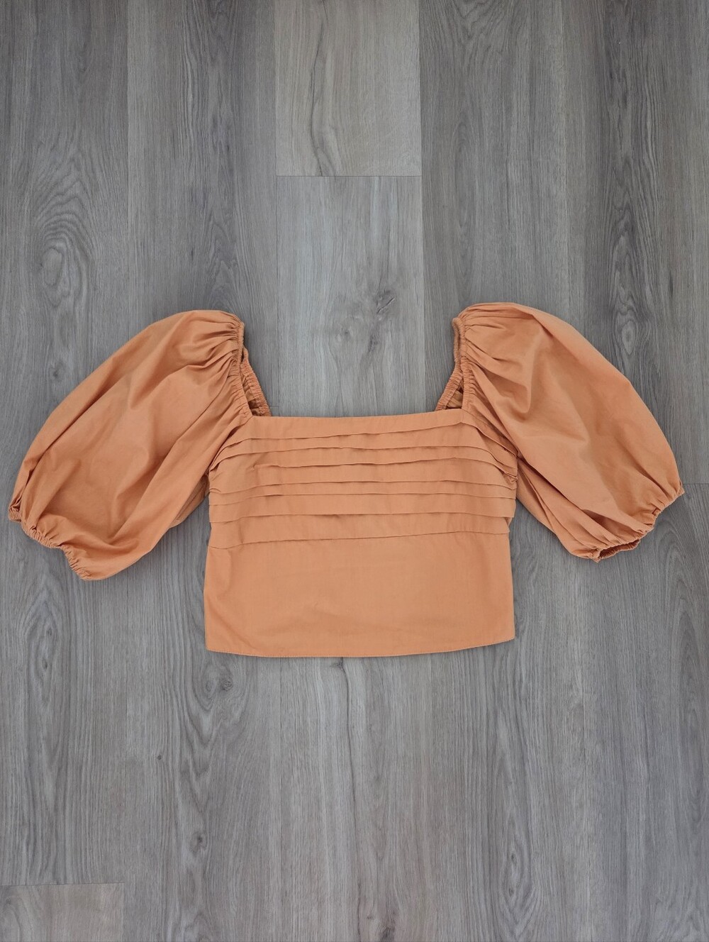 Abercrombie And Fitch Puff Sleeve Smocked Pin Tuck Crop Top M Milkmaid Romantic